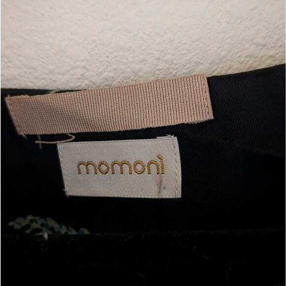 MOMONI Black Floral Print Silk Blend Short Sleeve Short Mini Dress, size S - Picture 4 of 8